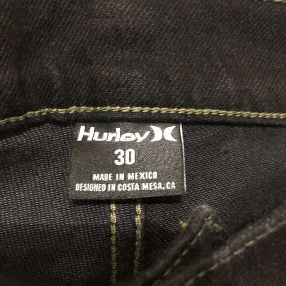 Hurley Men's Jeans Size 30 Black Denim Stretch Straight Flat Fronts Slim Fit - Picture 8 of 9